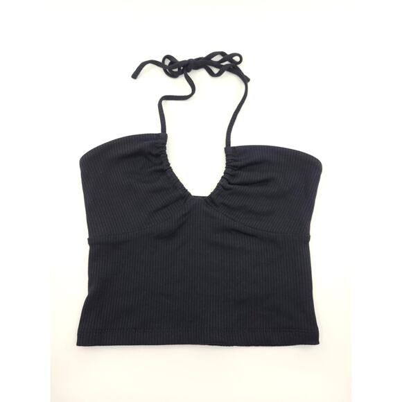 Wilfred Tops - Wilfred Merci Tank Top Black Halter Cropped Ribbed 2XS Max Stretch NWT